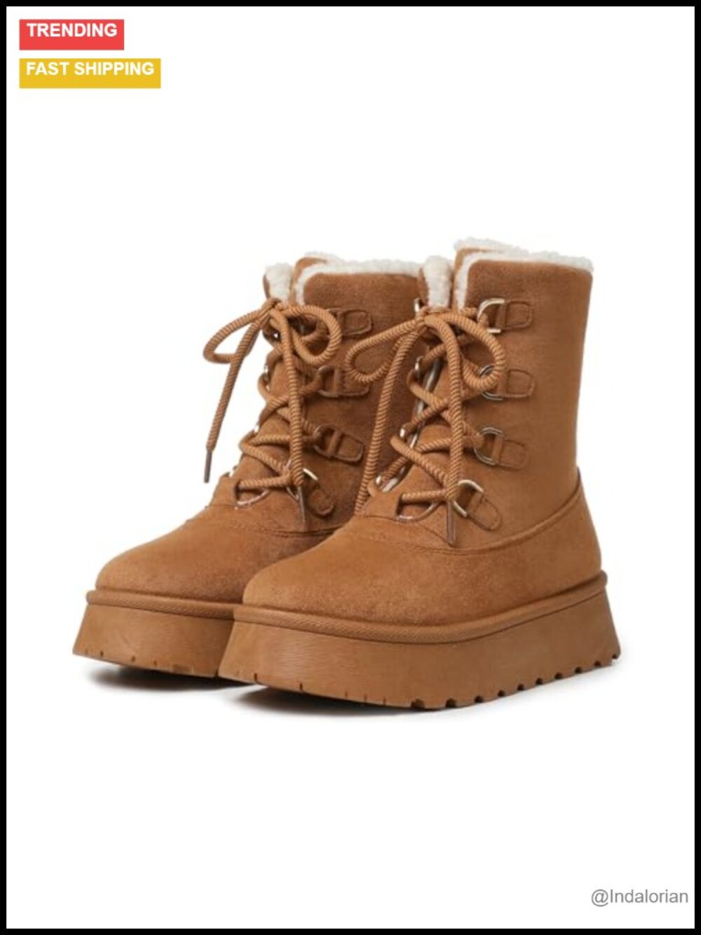 Celbreez Women's Suede Fleece Platform Ankle Snow Boots Round Toe